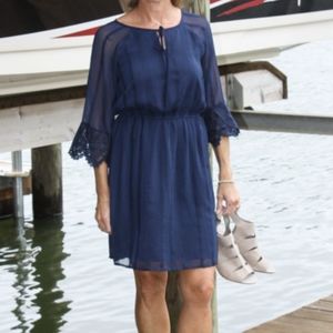 Marigold Embroidered Crochet Trim Dress